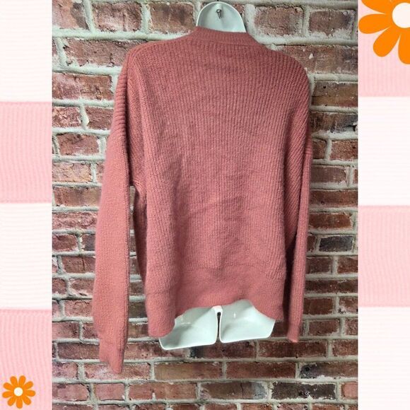 Zara Oversized Pink Ribbed Knit Pullover Sweater – Women’s Large Cozy Slouchy - Picture 8 of 8